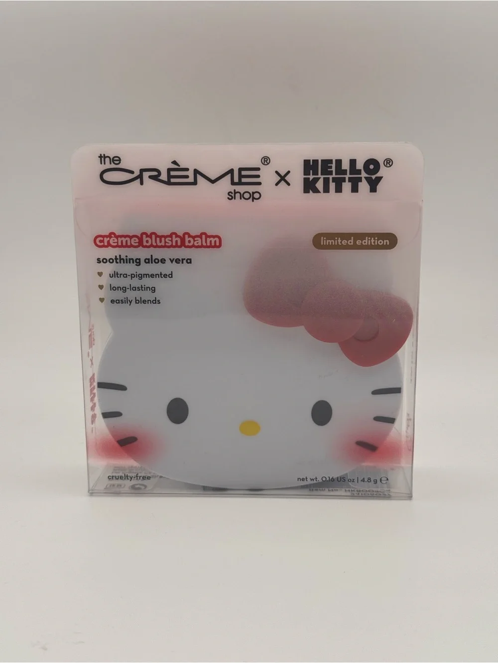 The Crème Shop X Hello Kitty Creme Blush Peach Pouf Balm Limited Edition NIB